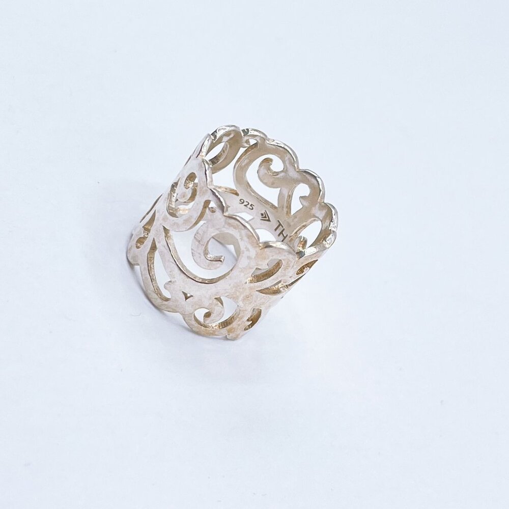 Sterling Silver Openwork Scroll Design Eden Band … - image 2